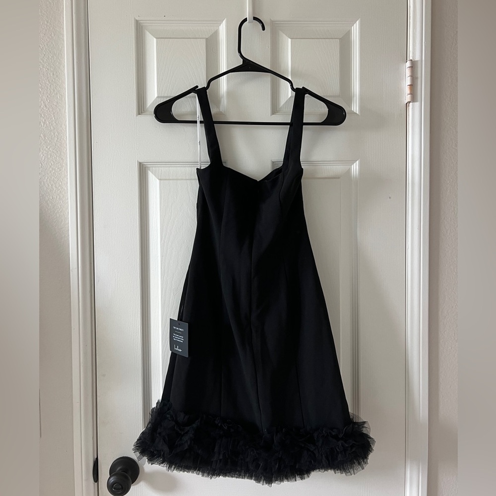 NEW Lulus Black Bodycon Mini Dress w/ Tulle Bottom